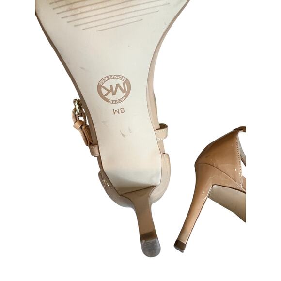 Michael Kors Heeled Sandals Ankle Strap Detail Tan Patent Leather 9 - Picture 5 of 7